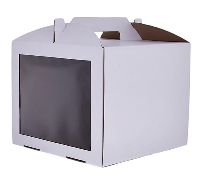Pudełko na tort 30x30x25cm białe z oknem i uchwytem MOCNE 3W
