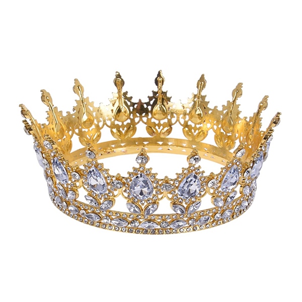 Ozdoba na tort DUŻA KORONA XL złota z kryształami topper 15 cm